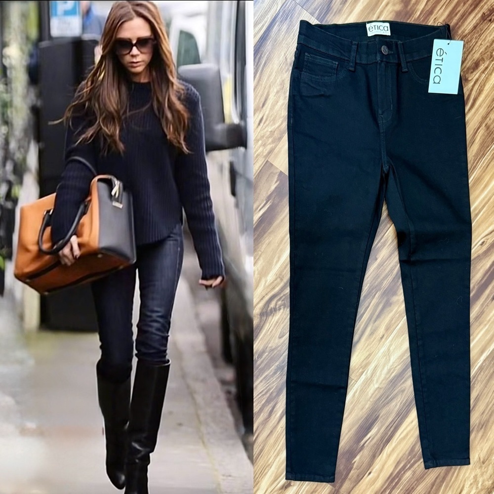 New Etica Classic Black Denim High Rise Jeans